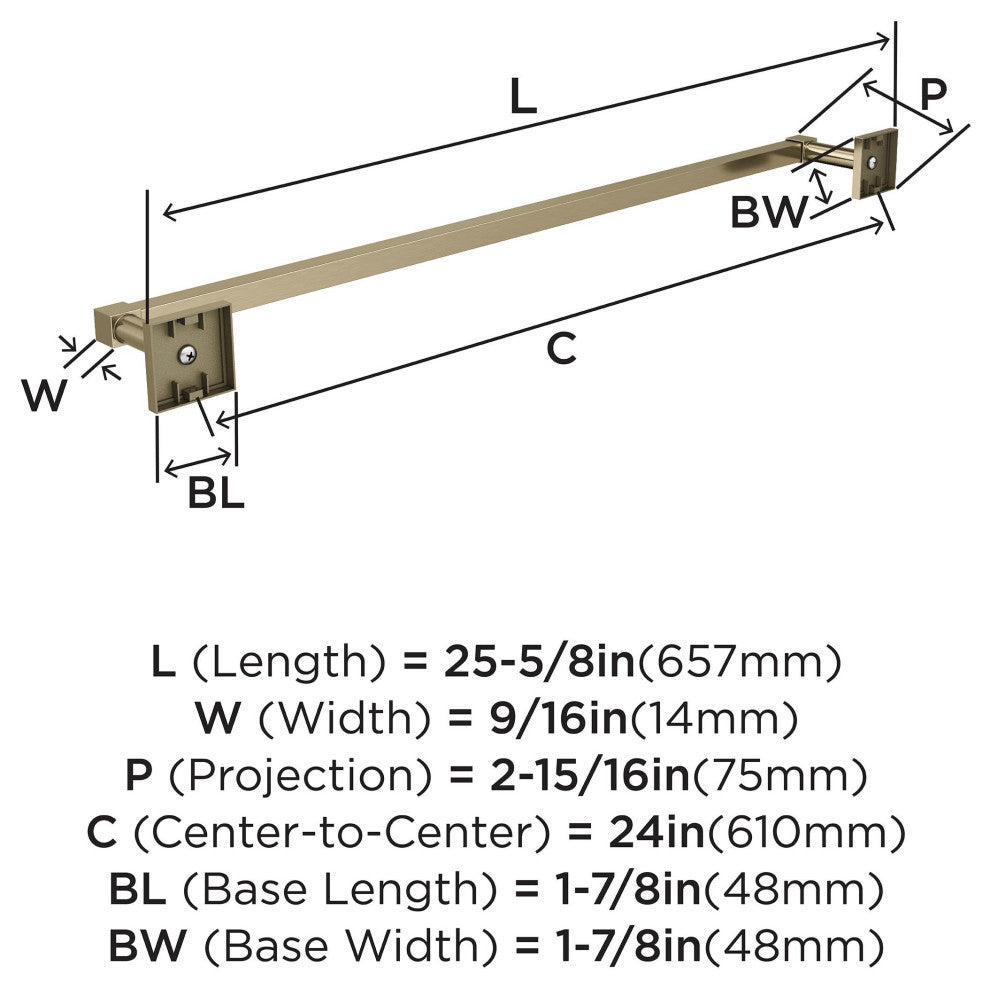 Appoint Traditional Towel Bar, Golden Champagne, 24" Center-to-Center