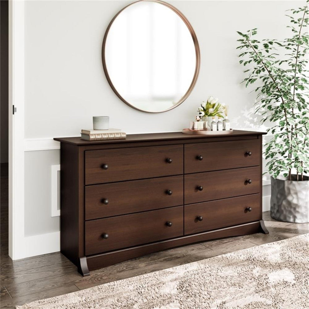 Prepac Fremont Espresso 6 Drawer Dresser