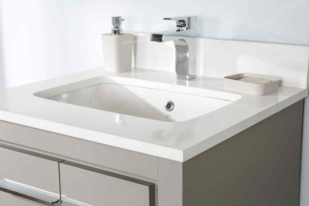 Mila Collection 24" Bathroom Vanity With Sink, Mirror, Countertop, Ash Gray