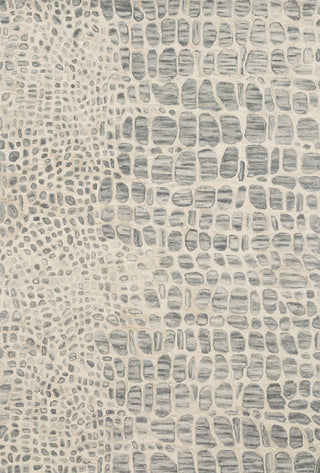 Wool Hooked Animal Print Masai MAS-03 Area Rug, Silver Grey/Ivory, Sample