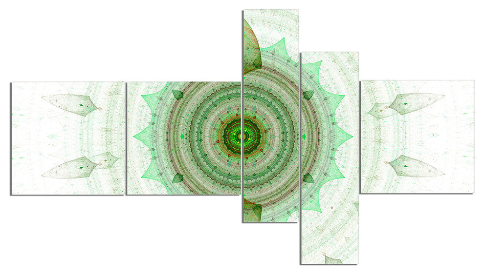 Light Green Cryptical Sphere, Abstract Wall Art Canvas, 60"x32", 5 panels