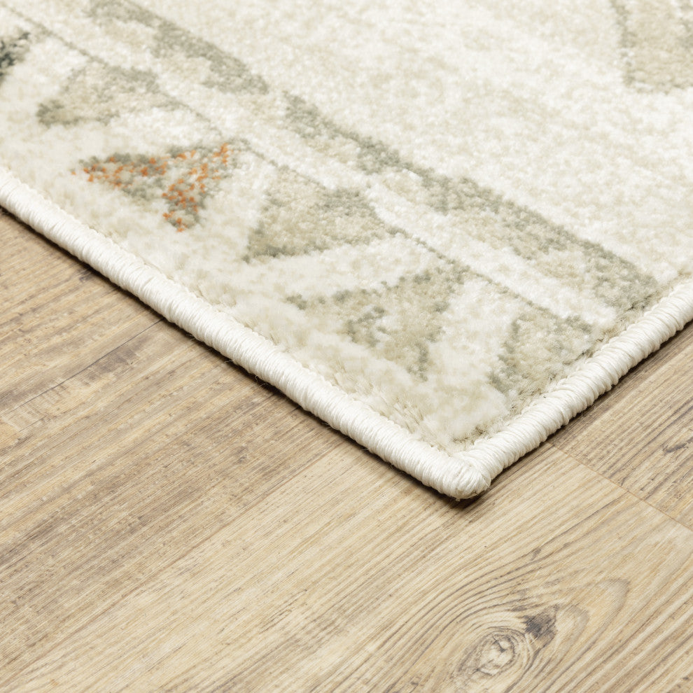 Garson Southwest Tribal Area Rug, Ivory, 5'3"x7'3"