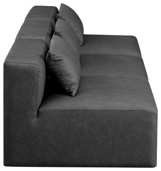 Cube Upholstered Modular Sofa, Grey, 3-Piece: 3 Armless Chair, Vegan Leather