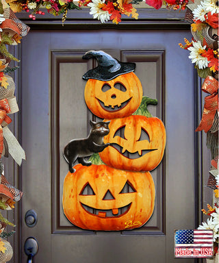 Scary Stocking Pumpkins Door Hanger