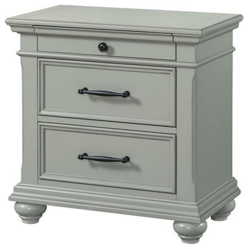 Picket House Furnishings Brooks 3-Drawer Nightstand with USB Ports in Gray