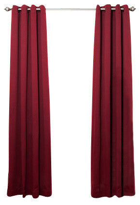 Solid Grommet Top Thermal Insulated Blackout Curtains, Pair, Burgundy