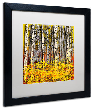'Fall Aspens' Matted Framed Canvas Art by Roderick Stevens