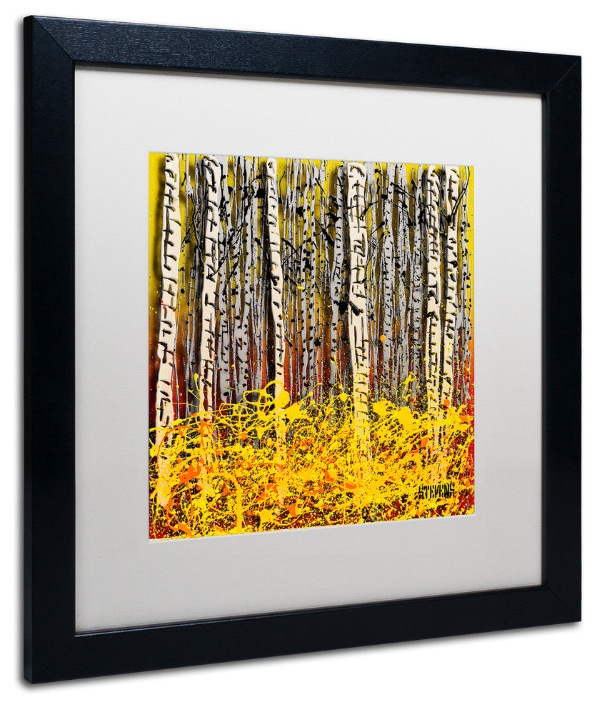 'Fall Aspens' Matted Framed Canvas Art by Roderick Stevens