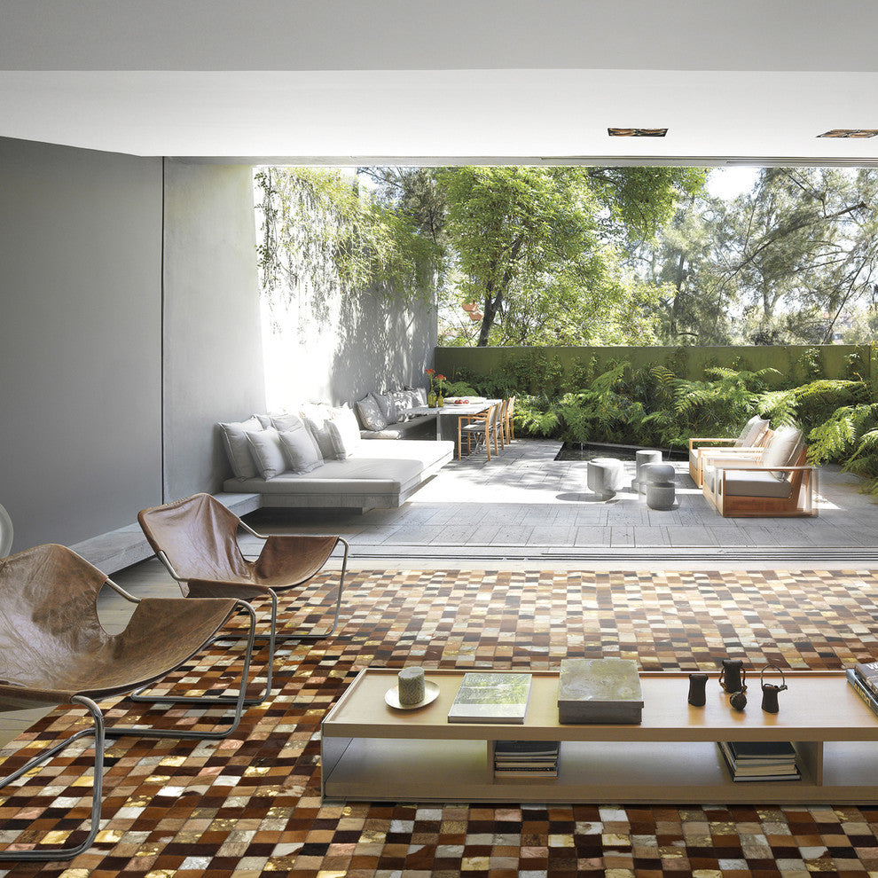 Cowhide Patchwork Rug, Vesta, Grizzly Metal, 10' X 14'