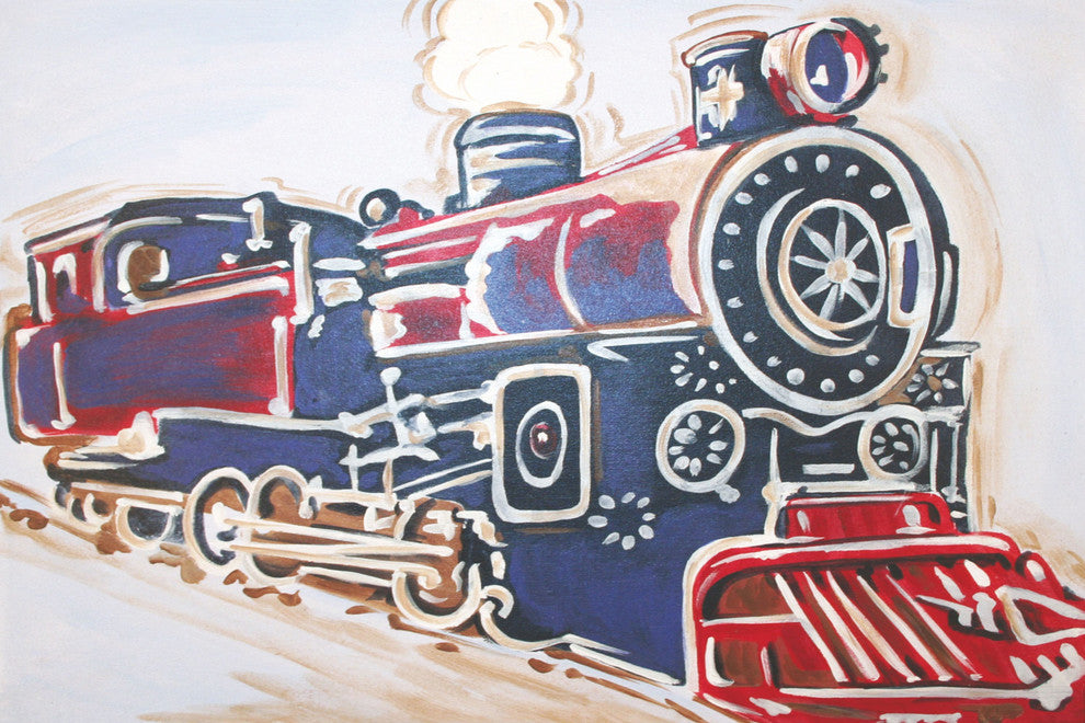 Marmont Hill, "Vintage Train" by Reesa Qualia Painting on Wrapped Canvas, 30x20