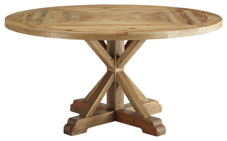 Stitch 59" Round Pine Wood Dining Table