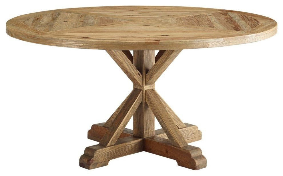 Stitch 59" Round Pine Wood Dining Table
