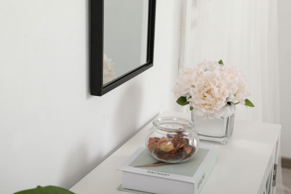 Home Living Metal Frame Rectangle Mirror 14", Black