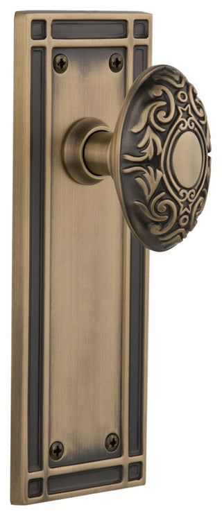 Single Mission Plate With Victorian Knob, Antique Brass