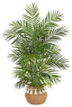 T2930 4' Areca Artificial Palm in Boho Chic Handmade Planter With Tassels