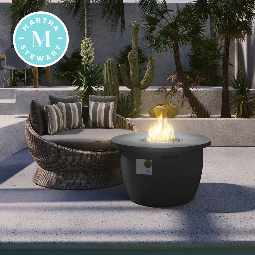 Martha Stewart Lily Pond Gas Heating 42" Round Dark Charcoal Fire Table
