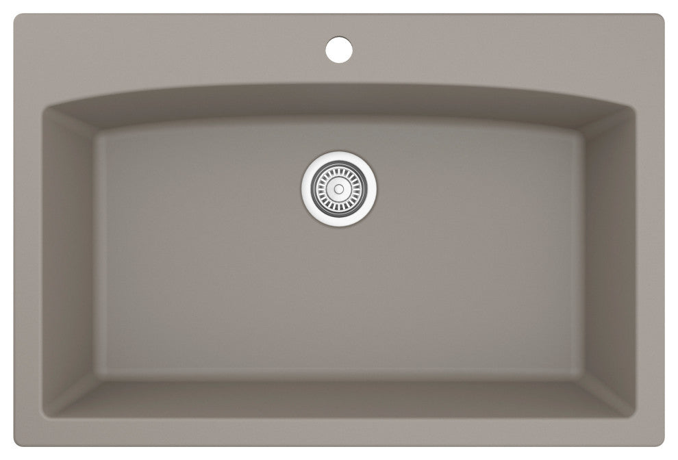 Karran Drop-In Quartz 33" 1-Hole Single Bowl Kitchen Sink, Concrete
