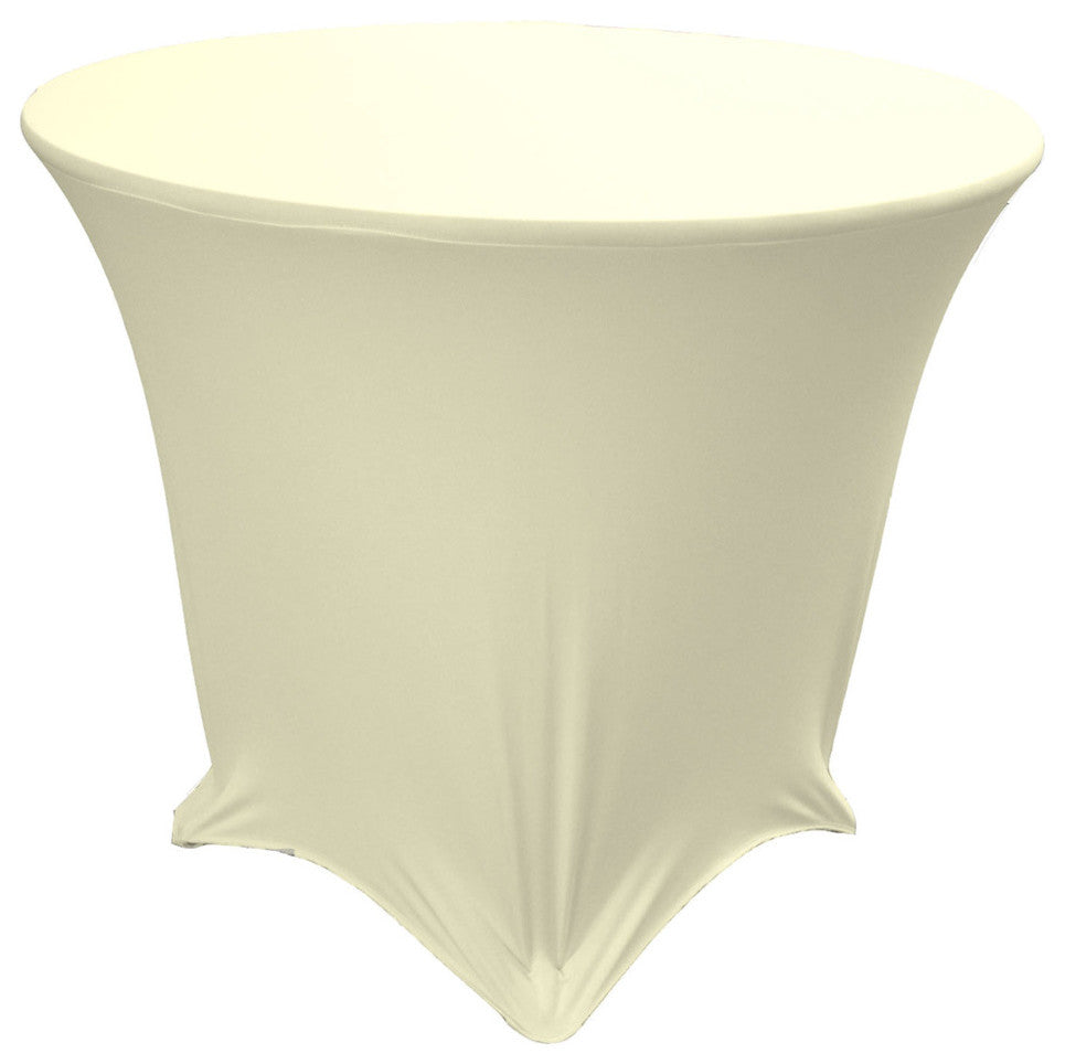 LA Linen Round Spandex Tablecloth, 36" Round 30" High, Ivory