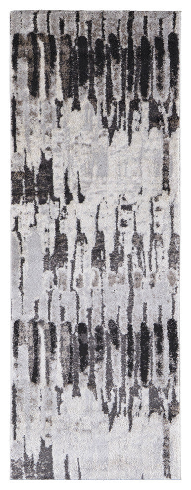 Weave & Wander Kayden Contemporary Abstract Rug, Gray/Charcoal, 2'10"x7'10" Runn