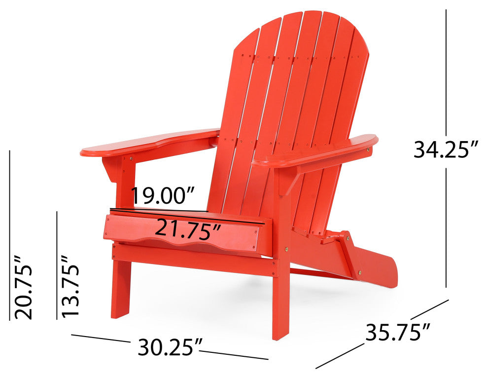 Cartagena Outdoor Acacia Wood Folding Adirondack Chair, Set of 2, Red