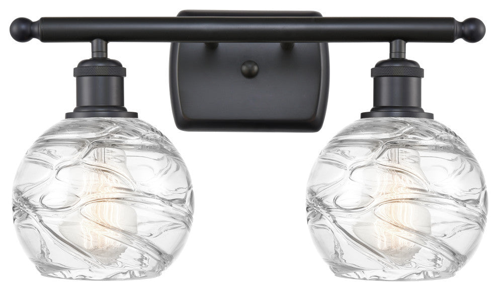 Deco Swirl Bath Vanity Light, Matte Black, Clear
