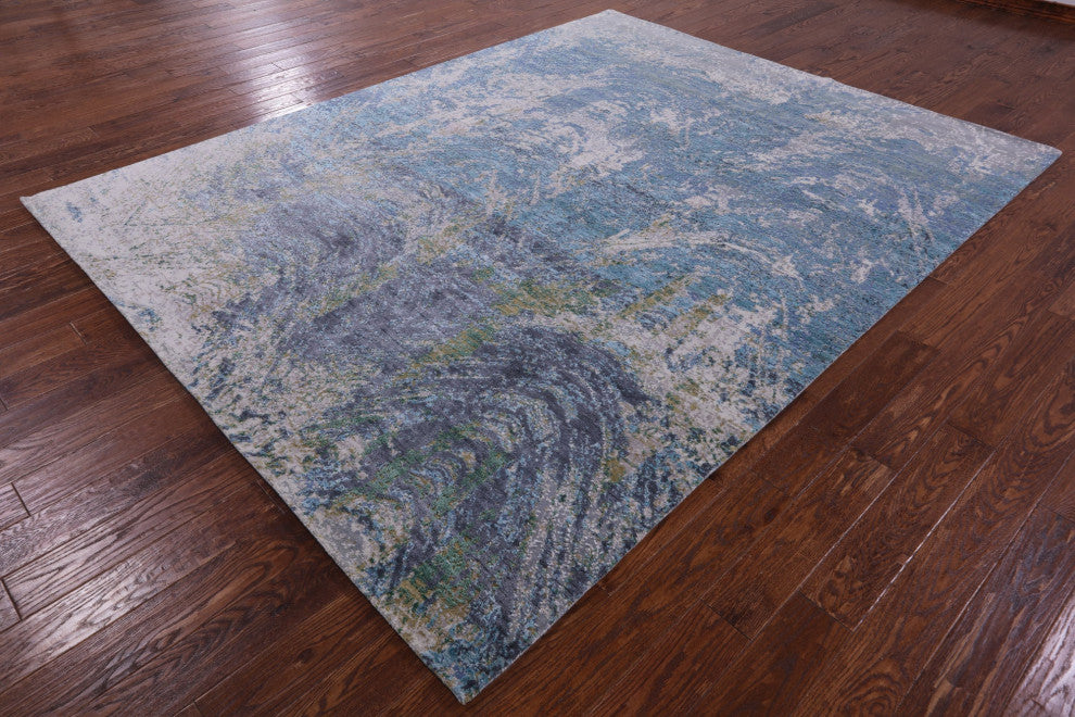 Hand-Knotted Abstract Wool & Silk Rug 7' 11" X 10' 2" - Q13075