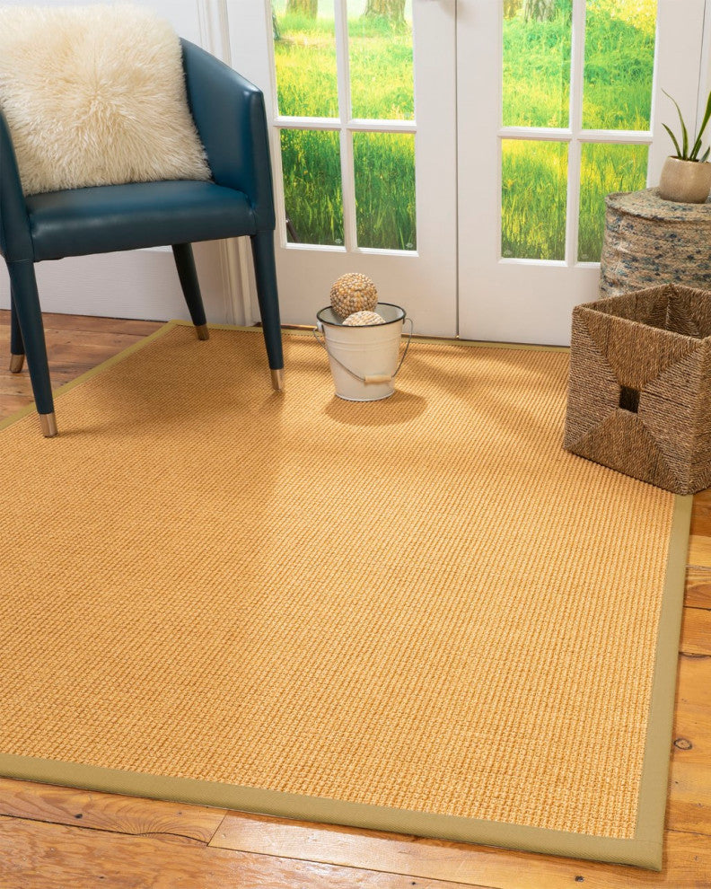 Natural Area Rugs Davlin Custom Sisal Rug, 6', Octagon Sage Border