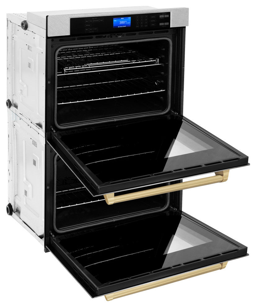 ZLINE DuraSnow Double Wall Oven With Champagne Bronze, AWDSZ-30-CB