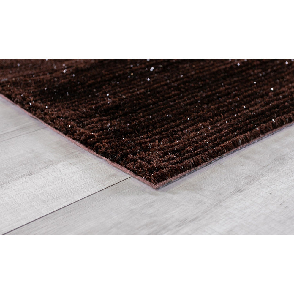 2" x 8" Dark Brown Modern Shimmery Runner Rug