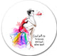 Pretty Fashion Girl Pink, Portrait Digital Art Disc Metal Wall Art, 23"