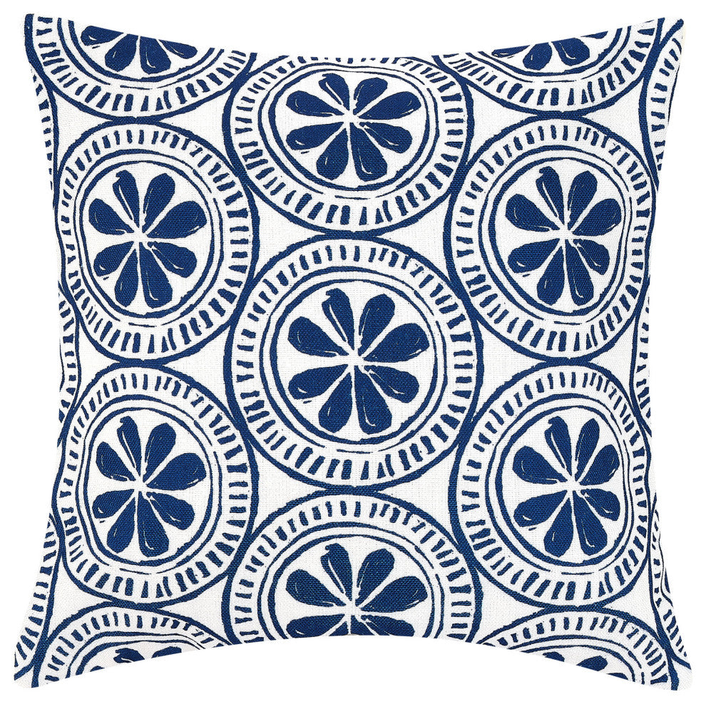 Navy Medallion Digital Printed Pillow