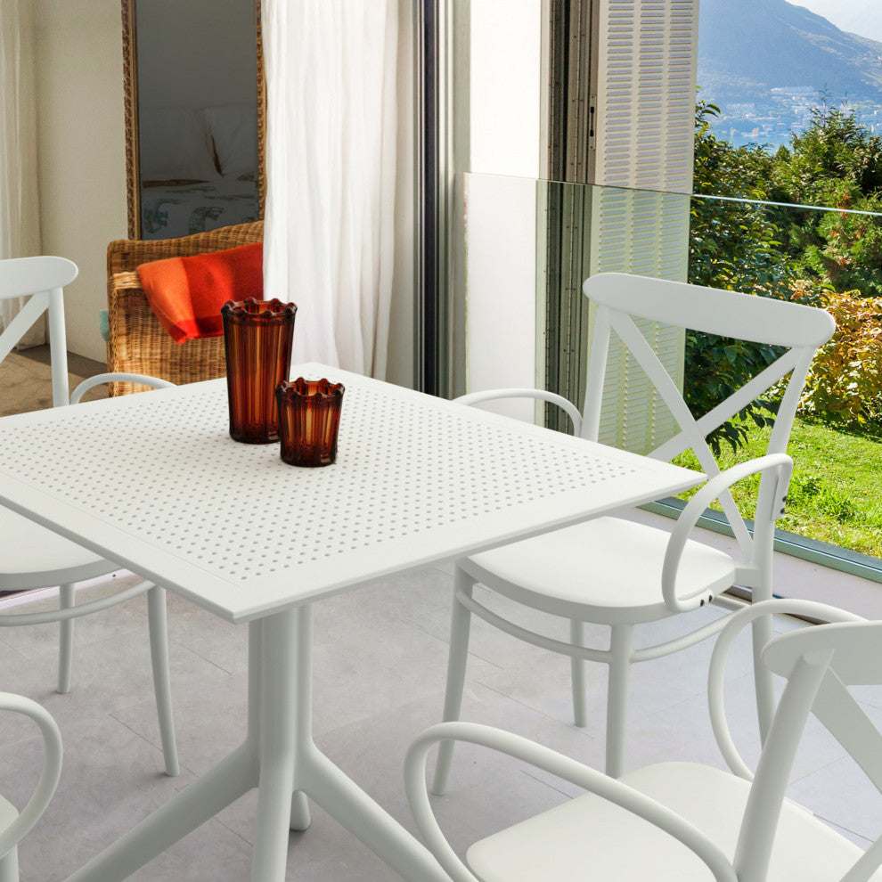 Cross XL Patio Dining Set With 4 Chairs White