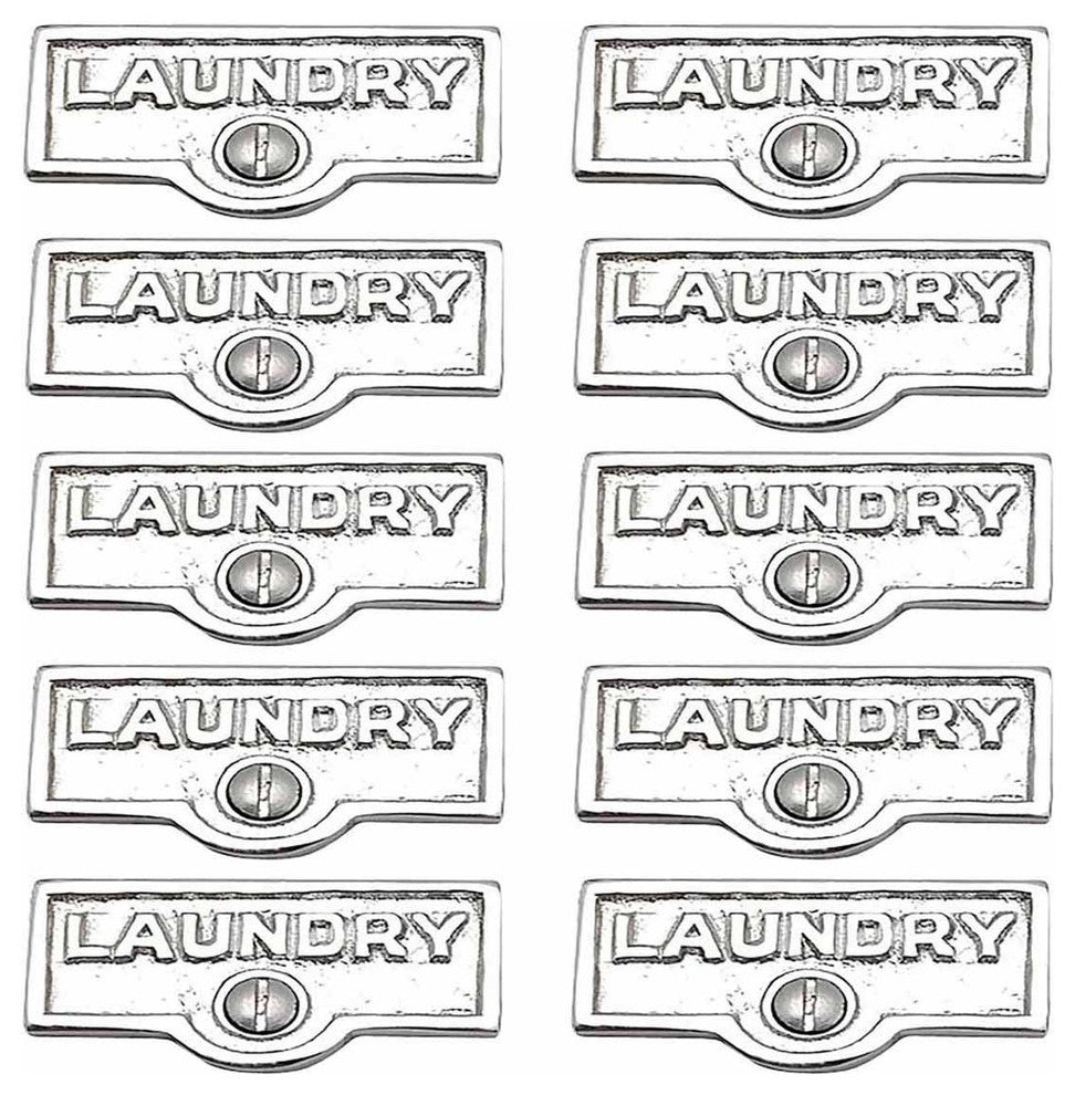 10 Switch Plate Tags LAUNDRY Name Signs Labels Chrome Brass |