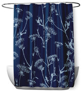 70"Wx73"L Windy Blossom Shower Curtain, Navy