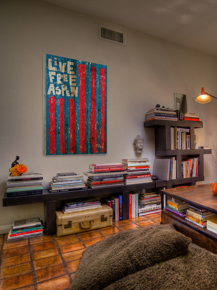 "Live Free Vertical" Print on Natural Pine Wood by Tori Campisi