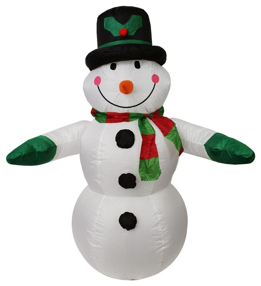 4' Inflatable Lighted Snowman, Top Hat Christmas Yard Art Decoration