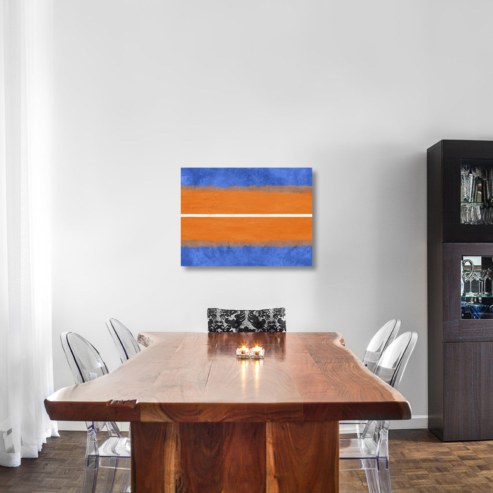 "Blue And Orange Abstract Theme 4" Fine Art Print