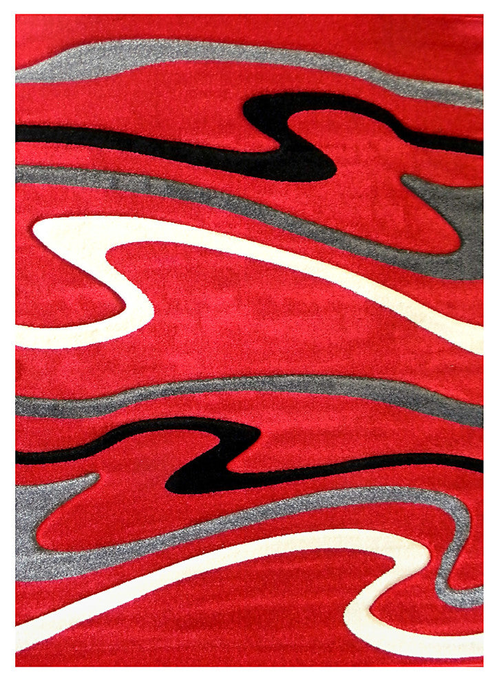 Studio Red Signature Wave Area Rug