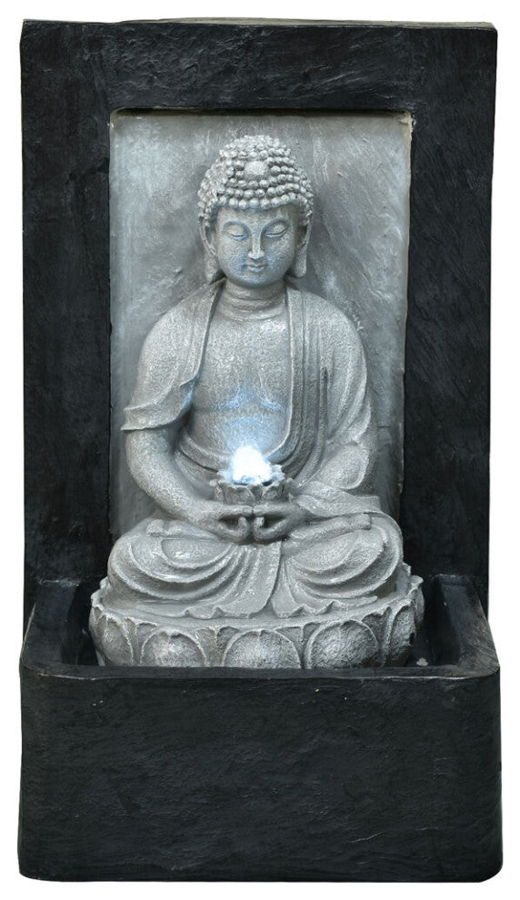 24" Buddha Wall Statue Indoor/Outdoor Garden Fountain, LED Lights