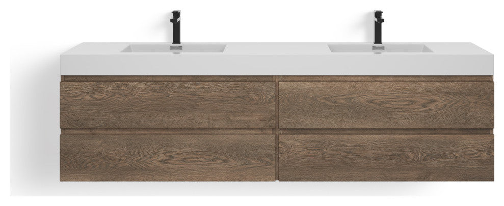 Boutique Bath Vanity, Butternut, 80", Double Sink, Freestanding