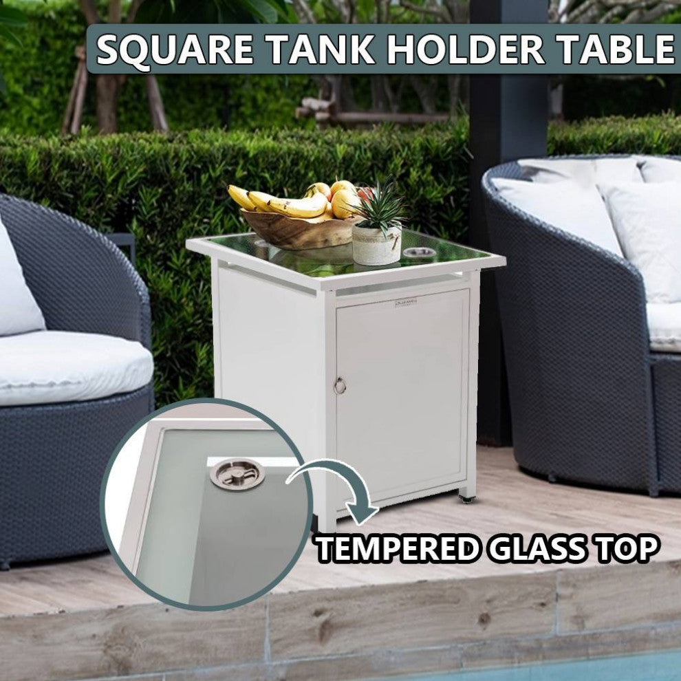 LeisureMod Walbrooke Patio Square Tank Holder, White