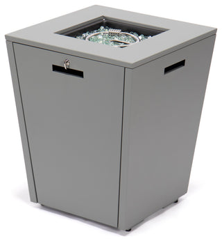 LeisureMod Chelsea Patio Propane Aluminum Fire Pit Side Table With Lid, Grey