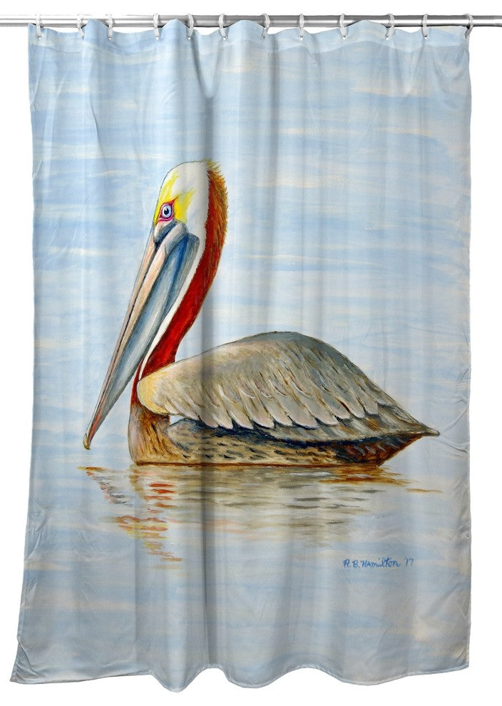Betsy Drake Summer Pelican Shower Curtain