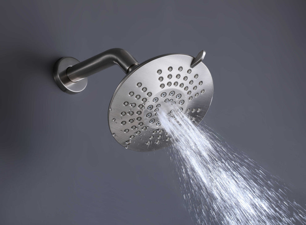 Tub and Shower Faucet Set with Rough-in Valve and Multi-function Showerhead, Bru