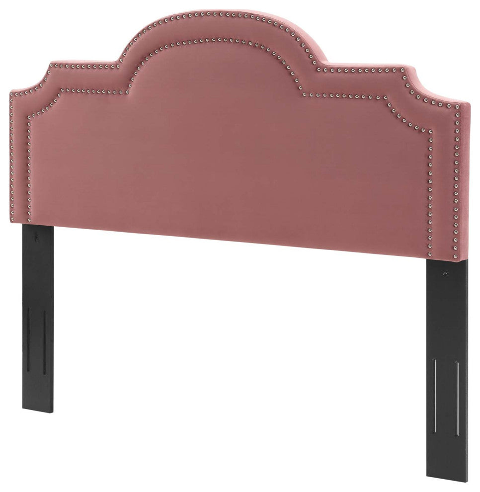 Headboard, Nailhead, Full Queen Size, Pink, Velvet, Modern, Mid Century Guest