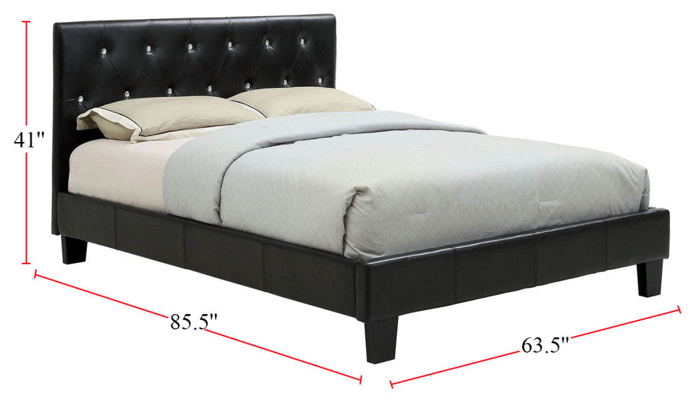 Upholstered Queen Size Bed, Black