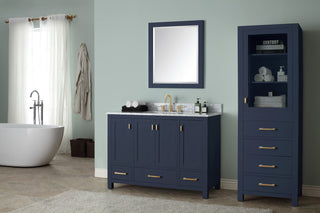 Avanity Modero Bath Vanity in Navy Blue, 48", Single Sink, Carrara White Marble
