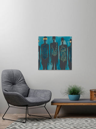 "Bikini Class II" Painting Print on Wrapped Canvas, 40"x40"