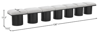 Pavilion Boucle Fabric Upholstered 7-Piece Modular Bench, Cream, Black Finish