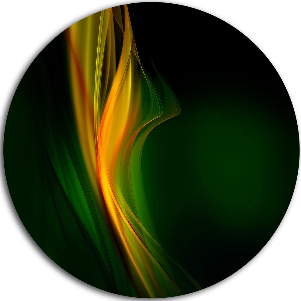 Green Gold Upright Waves, Abstract Digital Art Round Wall Art, 11"